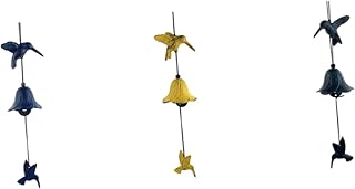 BCOATH Colgante De Carillón De Viento Japonés De Metal Adornos De Pájaros Exquisito Colgante para Decoración De Jardín y Interior Color Amarillo