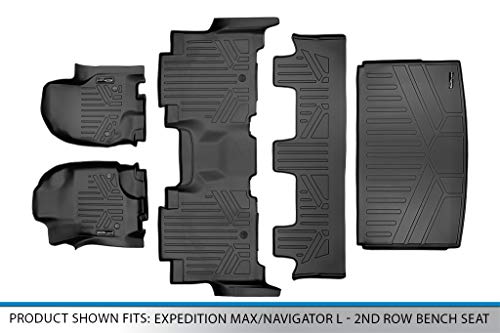 SMARTLINER Floor Mats 3 Rows - Cargo Liner Behind 3rd Row Set Compatible with 2018-2025 Ford Expedition Max