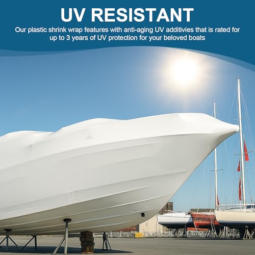 Shrink Wrap for Boats 18' x 26', 8 Mil Polyethylene Plastic Boat Shrink Wrap for Boat Marine Protection and Storage, White Boat Shrink Film with UV Resistance by LXVOOEE - Used condition - Image 2