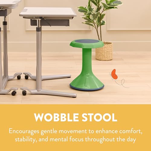Image of Back2School Express Wobble Sensory Stool for Classroom - 18 inch Active Flexible Seating Chair for Kids, 220lb Capacity, GREENGUARD Gold Certified, Grassy Green