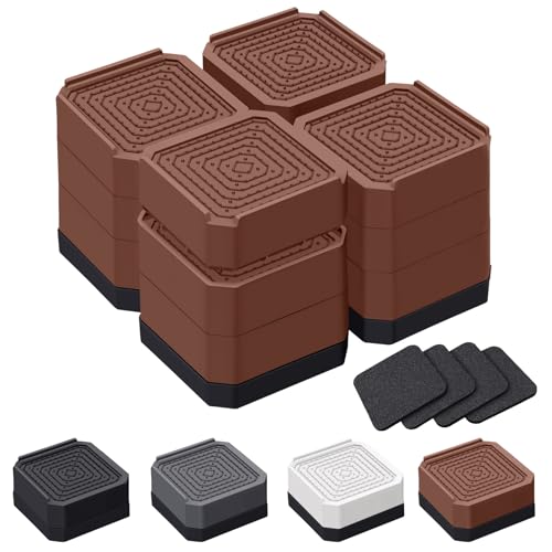 ANNKUT Bed Risers and Furniture Risers, Heavy Duty Adjustable Lifting Blocks for Couches, Desks, and Chairs, Elevates 1.5、3 or 4.3 Inches, Holds up to 4000 lbs (Brown)
