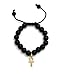 Fashion21 Egypt Key of Life Ankh Charm Adjustable 12mm Wooden Bead Bracelet in Black Tone (Ankh Bracelet/Black)