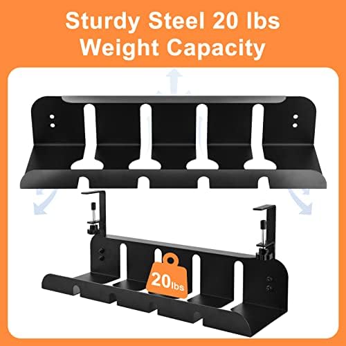 No Drill to Desk Cable Management Tray, 2Pack Cable Racks Under Desk Cable Organizer for Wire Management, Sturdy Metal Cable Tray Basket for Office and Home Standing Desk