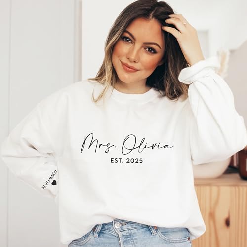 GODMERCH Custom Embroidered Mrs Sweatshirt - Future Mrs Hoodie, Bride Sweatshirts, Gifts for Her Bride to Be Engagement Bachelorette Party Bridal Shower Wedding4