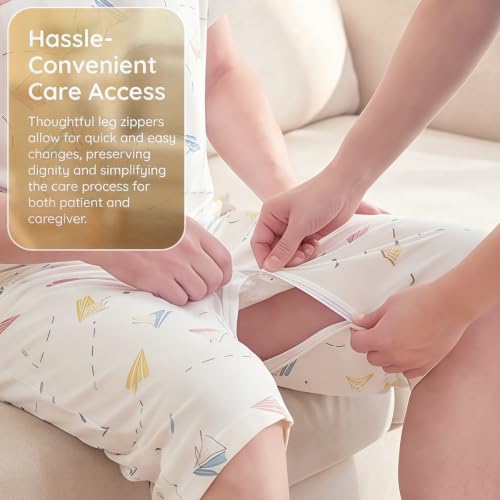 Image of Unisex Anti-Strip Adaptive Jumpsuit with Back-Zipper,One-piece Short-Sleeved Trousers,Suitable for Dementia Patient,Seniors,Alzheimer's Patients,Incontinence Care