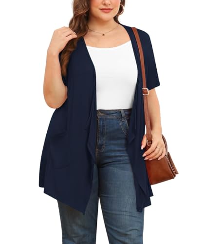 Image of TIANZHU Plus Size Cardigan for Women Lightweight Short Sleeve Summer Dressy Light Cardigan
