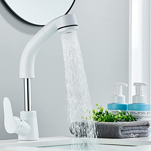 Robinet de lavabo extensible mitigeur flexible double modes pour évier