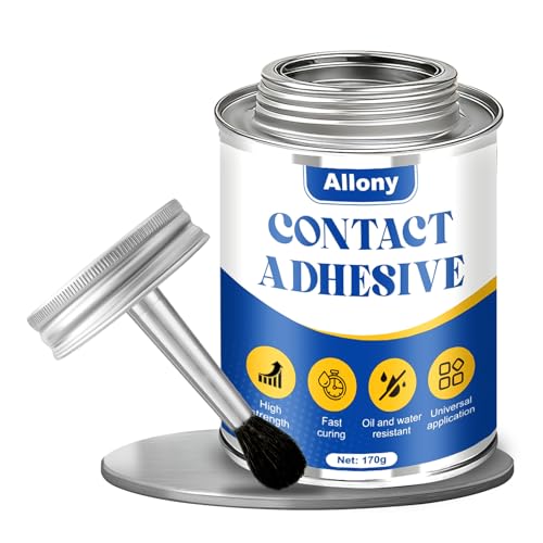 ALLONY Contact Glue, Strong Glue, Waterproof, Glue with Brush, Multi-Purpose Glue, Adhesive for Repairing Various Materials, Suitable for Leather, Rubber, Plastic, Wood, 170 g