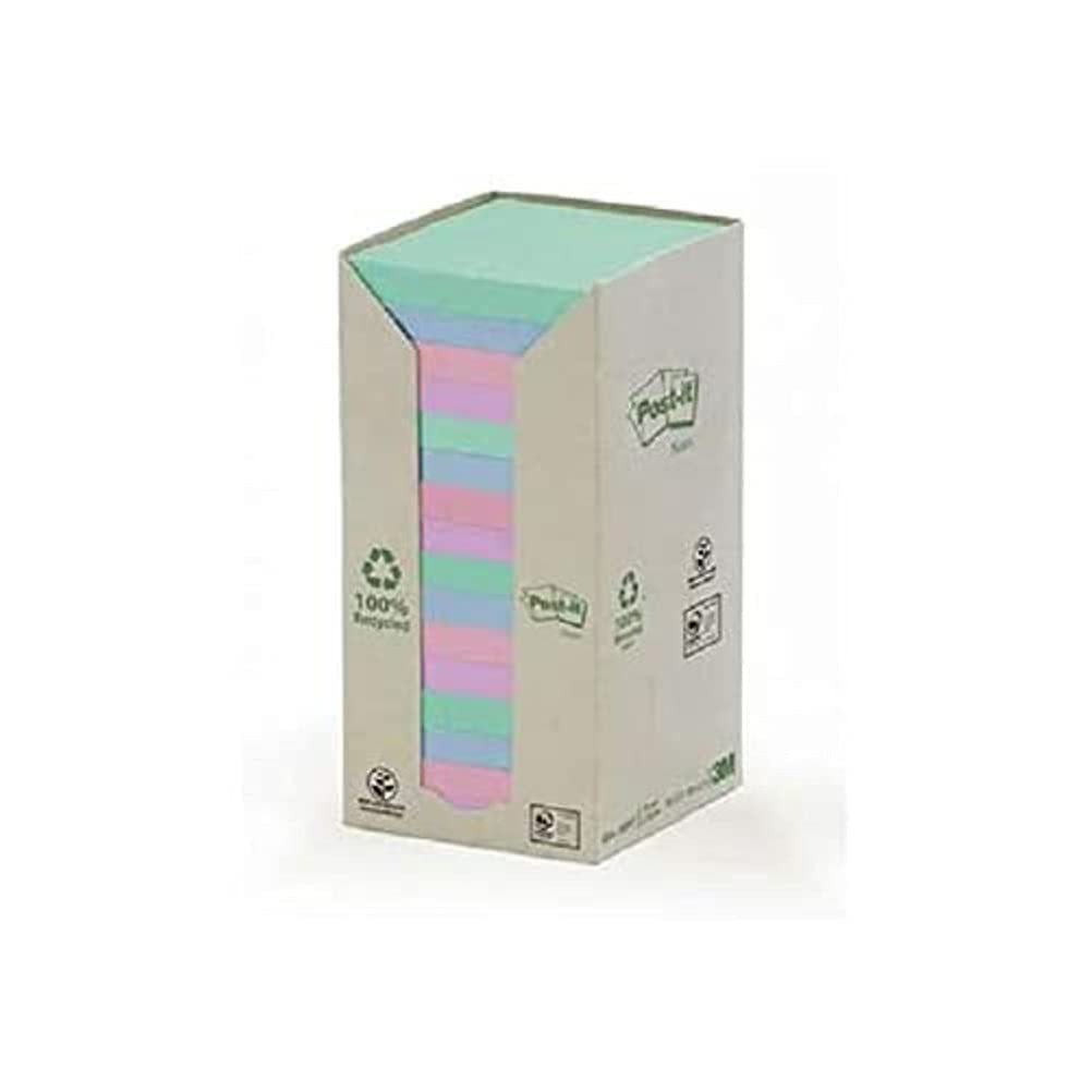 Post-It Tour 16 blocs 100f 76x76mm Assortis Gris/Bleu/Vert clair/Vert mousse
