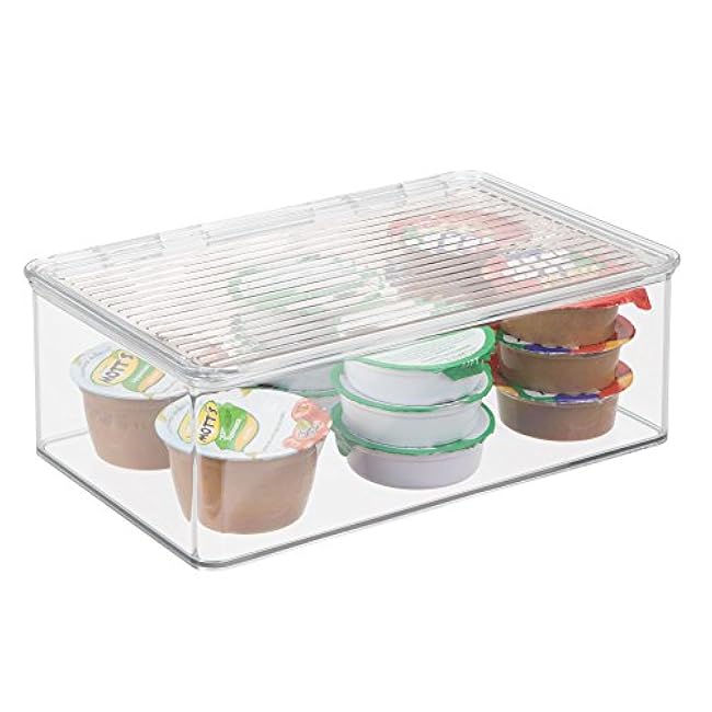 iDesign BPA-Free Plastic Pantry and Kitchen Storage, Stackable Freezer and Fridge Organizer Lidded Bin ¨C 7.25 x 10.75 x 3.75, Clear