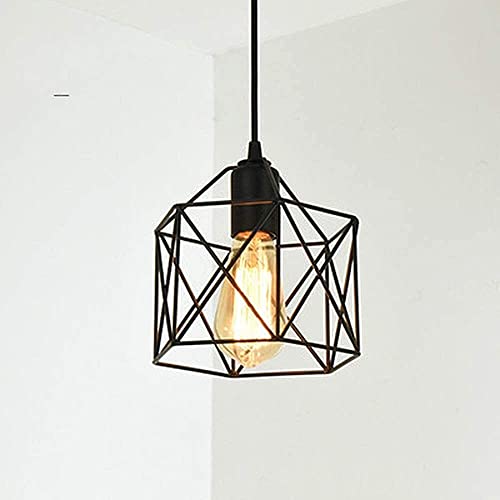 Suspension industrielle cage noire pour créer une ambiance loft rétro dans votre salon