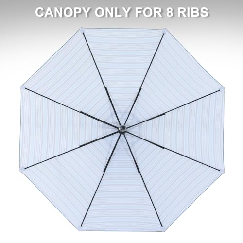 Image of MASTERCANOPY Patio Umbrella 10 ft Replacement Canopy for 8 Ribs-Khaki and Turquoise Stripe Canopy Only