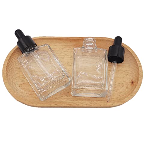 Pimyrcyi 12Pcs 1 Oz Small Empty Essential Oil Drop Bottle 30Ml Square Essence Glass Dropper Bottles Lab Dropping Serum Container (Clear) #TOP2