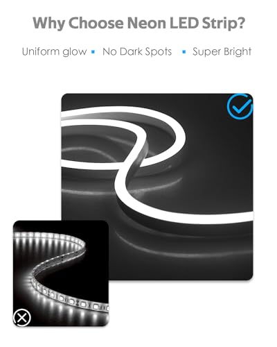 Image of 45m Outdoor Neon LED Rope Lights Waterproof 150ft AC 110V~130V Cold White Neon LED Flexible Rope Light with Dimmable Controller LED Strip Light for Outside Bedroom Wall Garden Building Yard