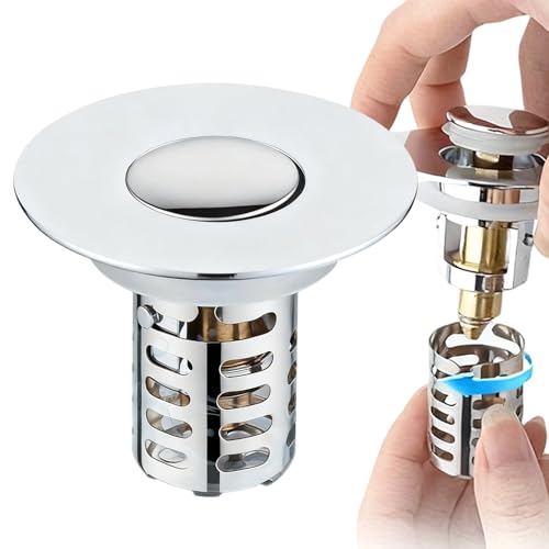 Tapón para fregadero, filtro de acero inoxidable con cesta extraíble, desatascador de drenaje de lavabo, para el hogar, alcantarillado, bañera, lavandería, apartamento, bar, interior, caravana, balcón