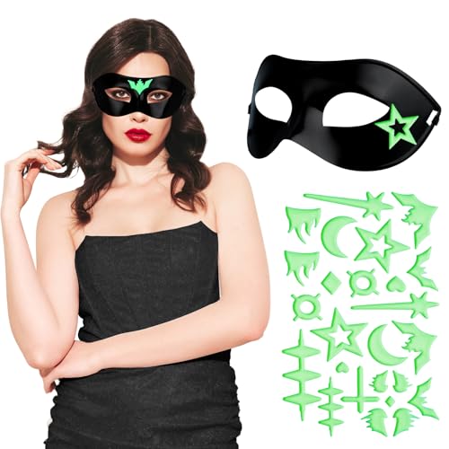 Sniloaw Halloween Mask 3D Glow Stickers Costume Party Mask Scary Role-Playing Party Mask Creepy Glowing Mask For Men And Women Black Blank Eye Mask Diy Carnival Cosplay Dance Party Favors thumb #6