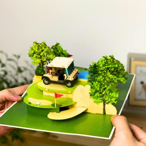 Golf Fathers Day Card By 22Craft - Fathers Day Pop Up Card Golf 6"X 8" - Happy Fathers Day Card From Wife, Daughter, Son, Kids For Husband, Grandpa, Papa, Dad Birthday Pop Up Fathers Day Cards #TOP1