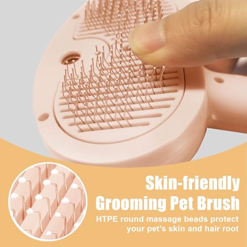 Image of Cat Steam Brush for Shedding, Pet Steam Brush for Dog with Release Button,Anti-Static Pet Spray Hair Removal Comb,Cat Spray Comb for Long & Short Haired Pets,Pink