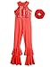 Linjinx Kids Girls 70s Party Hippie Bell-Bottom Jumpsuit Sparkly Full Body Disco Dance Bodysuit and Hair Scrunchies Set Red 9-10 Years