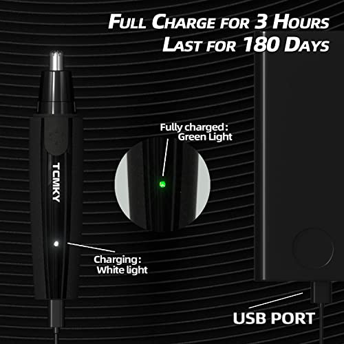 Tcmky Ear And Nose Hair Trimmer Clippers For Men - Rechargeable Trimmer With 360°Rotary Blades For Easy Cleansing,Nose Hair Trimmer With 1 Extra Replaceable Blades (Black) #TOP2