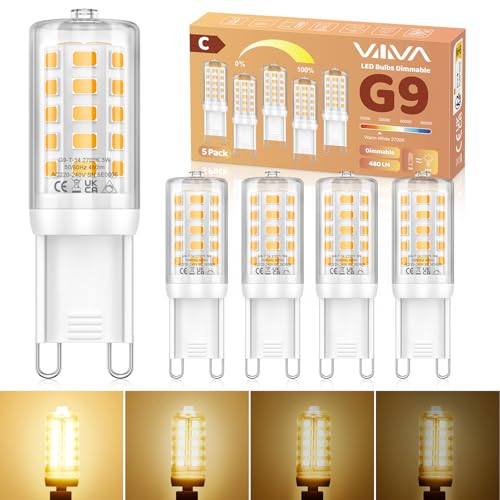 G9 LED Lampe Warmweiß Dimmbar - 12er Pack 2700K 3W LED Leuchtmittel Ersatz 45W G9 Halogenlampen 480 LM Glühbirne Enegiesparende AC220-240V 360 Abstrahlwinkel Geeignet für Interieur Dekoration