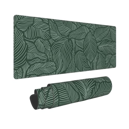 LWDZLHD Green Palm Leaf Mouse Pad XL Extended Large Mousepad Keyboard Mat Non-Slip Rubber Base Computer Desk Mat for Work Gaming Office Home 31.5x11.8 Inch