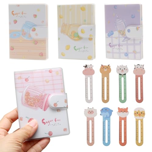 Weniubit 4 cuadernos de bolsillo con 8 marcadores de papel, cuadernos a7, pequeños cuadernos para llevar consigo, mini cuadernos portátiles para iglesias de trabajo de oficinas familiares en escuelas