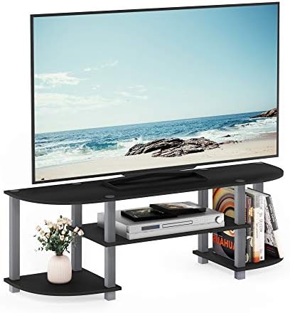 Furinno Turn-S-Tube Wide TV Entertainment Center, TV Unit, TV Stand, Black/Grey