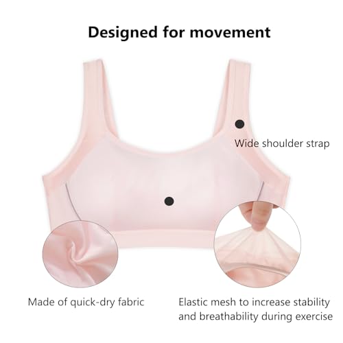 2 Pack Teen Girls' 13-18 Sports Bras with Breathable Pads, Comfortable Training Bras for Growing Girls3