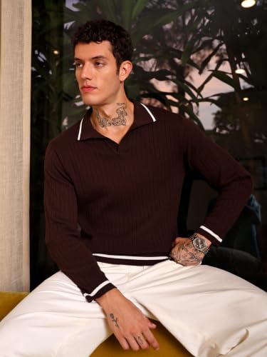 Image of Kvetoo Full Sleeve Winter Wear Woolen Collar Polo Sweater for Men