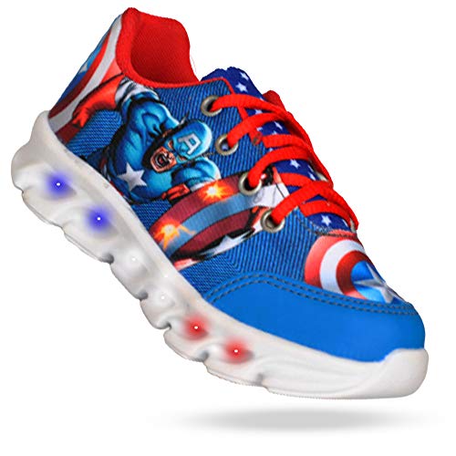 Tênis Masculino Infantil Led Luzinha Capitão America + Chinelo (25)