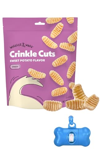 Wiggles-Wags-Crinkle-Cuts-Sweet-Potato-Dog-Treats-11-oz-with-Bone-Shaped-Waste-Bag-Dispenser Wiggles & Wags Crinkle Cuts Sweet Potato Dog Treats, 11 oz, with Bone-Shaped Waste Bag Dispenser - Image 1