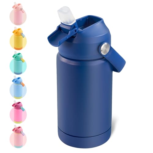Fijinhom Kids Water Bottle, 360ml/12oz, Stainless Steel Insulated Water Bottle with Straw, Vacuum Leakproof, Kids Water Bottles for School Boys Girls, Keep Drinks Hot Cold,BPA Free,Blue