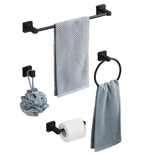 Ensemble de porte-serviettes noir mat en métal robuste et durable