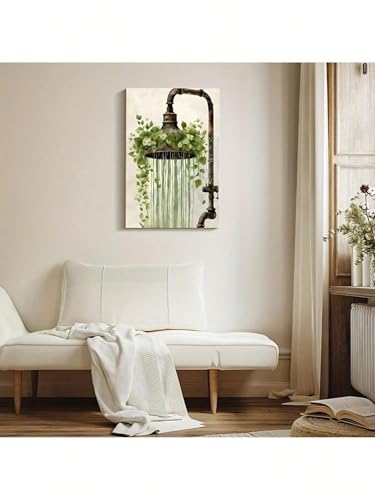 Toile murale lierre vert et fleurs blanches style industriel rustique 60x80cm - 4
