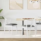 Design intemporel et construction robuste : ce lot de 2 chaises de salle à manger en bois d'hévéa massif blanc et gris offre un design vintage élégant avec des connexions stables et une capacité de charge maximale de 160 kg par chaise. La surface laquée protège le bois et souligne son grain naturel.