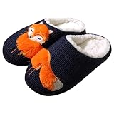 Generisch Zapatillas de estar por casa para mujer y hombre, adorables zapatillas de zorro con espuma viscoelástica, zapatos cálidos de invierno, unisex, suela gruesa antideslizante, zapatillas de