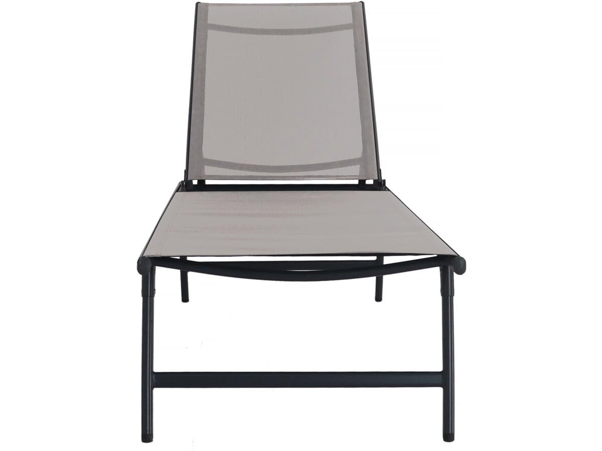 Lot de 2 bains de soleil en métal "Sublima" - 180 x 54 x 104 cm - Taupe