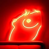 NEON LED Licht, dekorative Wand-Leuchte, Brüste, rot, ca. 40 x 37 x 2 cm, Deko-Licht, Wohnzimmer, Gaming-Zimmer, Nachtlicht für Schlafzimmer, Gamer Design-Lampe, USB-Betrieb
