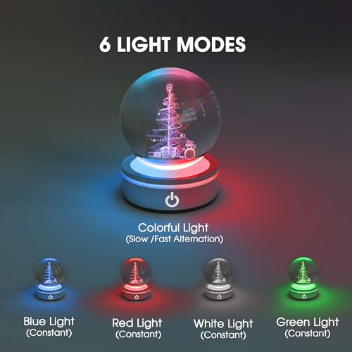 Image of L LOHAS LED 3D Crystal Ball Night Light-Laser Engraved Christmas Tree