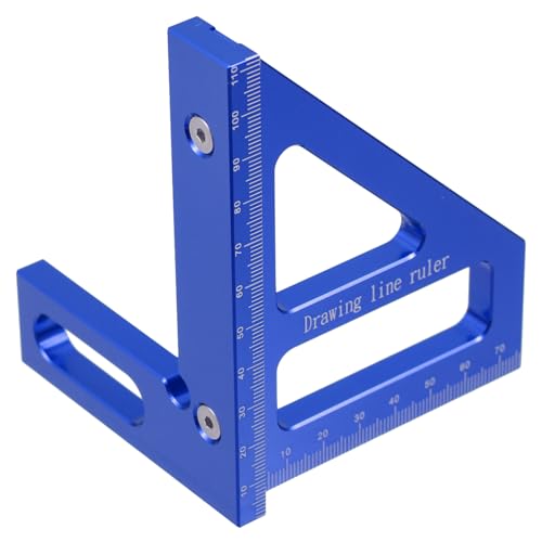POPETPOP Multi-function 45° 90° Angle Measuring Tool and Triangle Ruler for Drawing Woodworking Measurement Blue