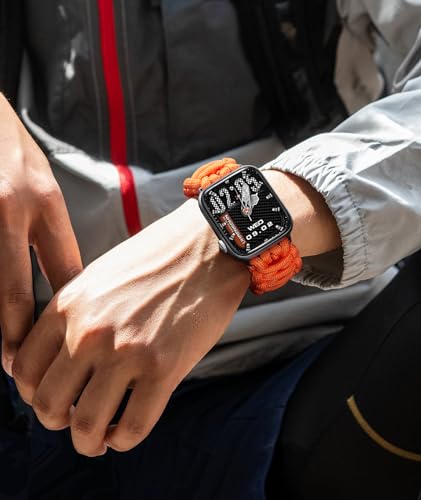 BINLUN Pasek kompatybilny z Apple Watch Paracord 550, 49 mm, styl wojskowy, sportowy pasek nylonowy, wytrzymały pasek zastępczy do iWatch Ultra/Ultra 2 mężczyźni kobiety (pomarańczowy)