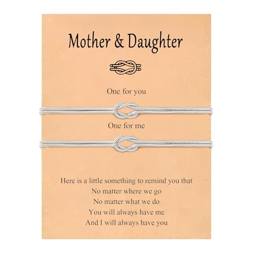 Image of Mother Daughter Bracelets Set for 2 Matching Heart Bracelets for Mother and Daughter to My Mom Bracelet Birthday Mothers Day Gifts for Mom Daughters
