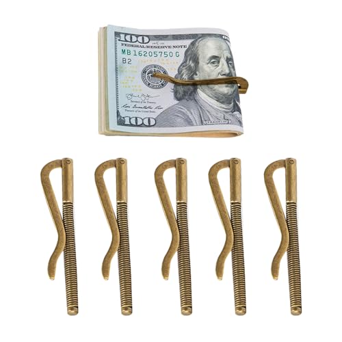 5Pcs Spring Metal Money Clips, Cash Clips/Business Card Holder/Credit Holder/Bifold Wallet Clip for Fathers Day Gift (Bronze)