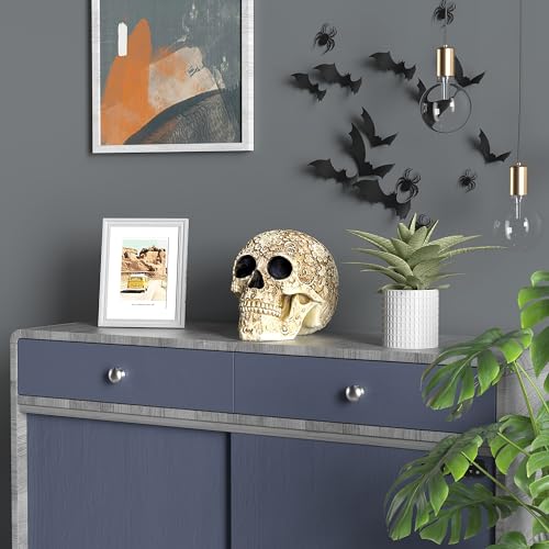 Modelo Calavera Humana Decorativa de Resina Floral miniatura 6