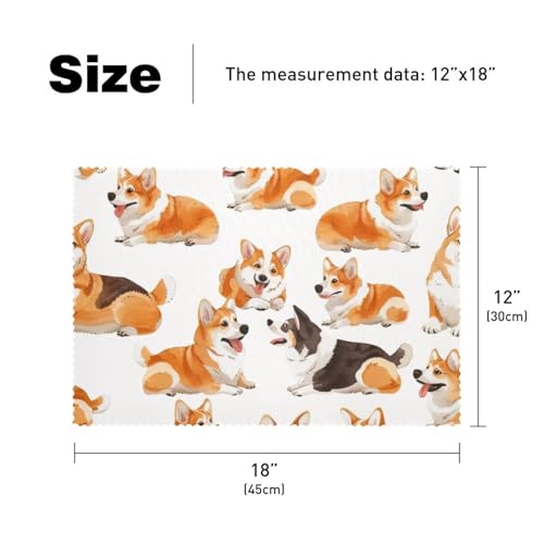Set de table Corgi antidérapant de qualité supérieure pour table à manger protégée - 6