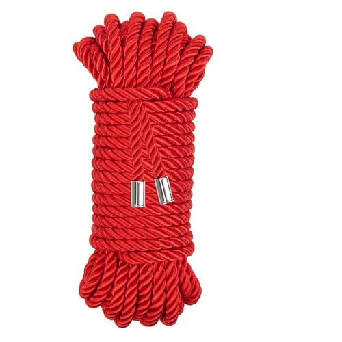 Coldairsoap Soft Silk Rope 32ft Nylon Rope Skin Friendly Twisted Trim Cord for Christmas Home Dcor Embellish Costumes Bag Drawstrings (Red)