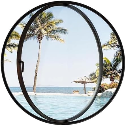 360° Rotatable Round Window - Tempered Glass Home Decoration for Bathroom, Bedroom & Living Room - Ventilation Design (White B, 80cm)