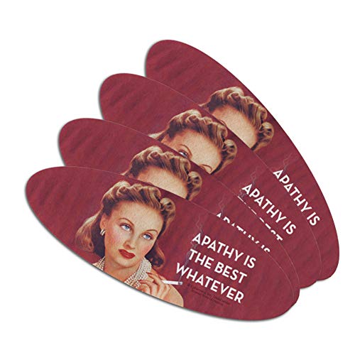 Apathy is the Best Whatever Funny Humor Double-Sided Oval Nail File Emery Board Set 4 Pack