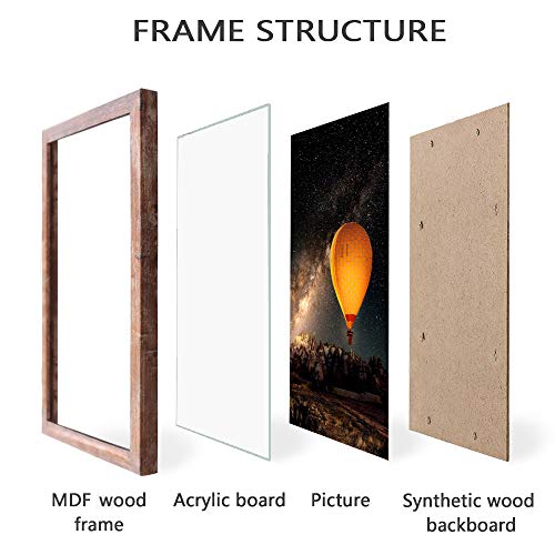 Qeqrug 24X36 Poster Frame Rustic Wood Big Photo Or Movie Poster Frames For Wall Decor With Polished Plexiglass,Brown,2 Pack #TOP1